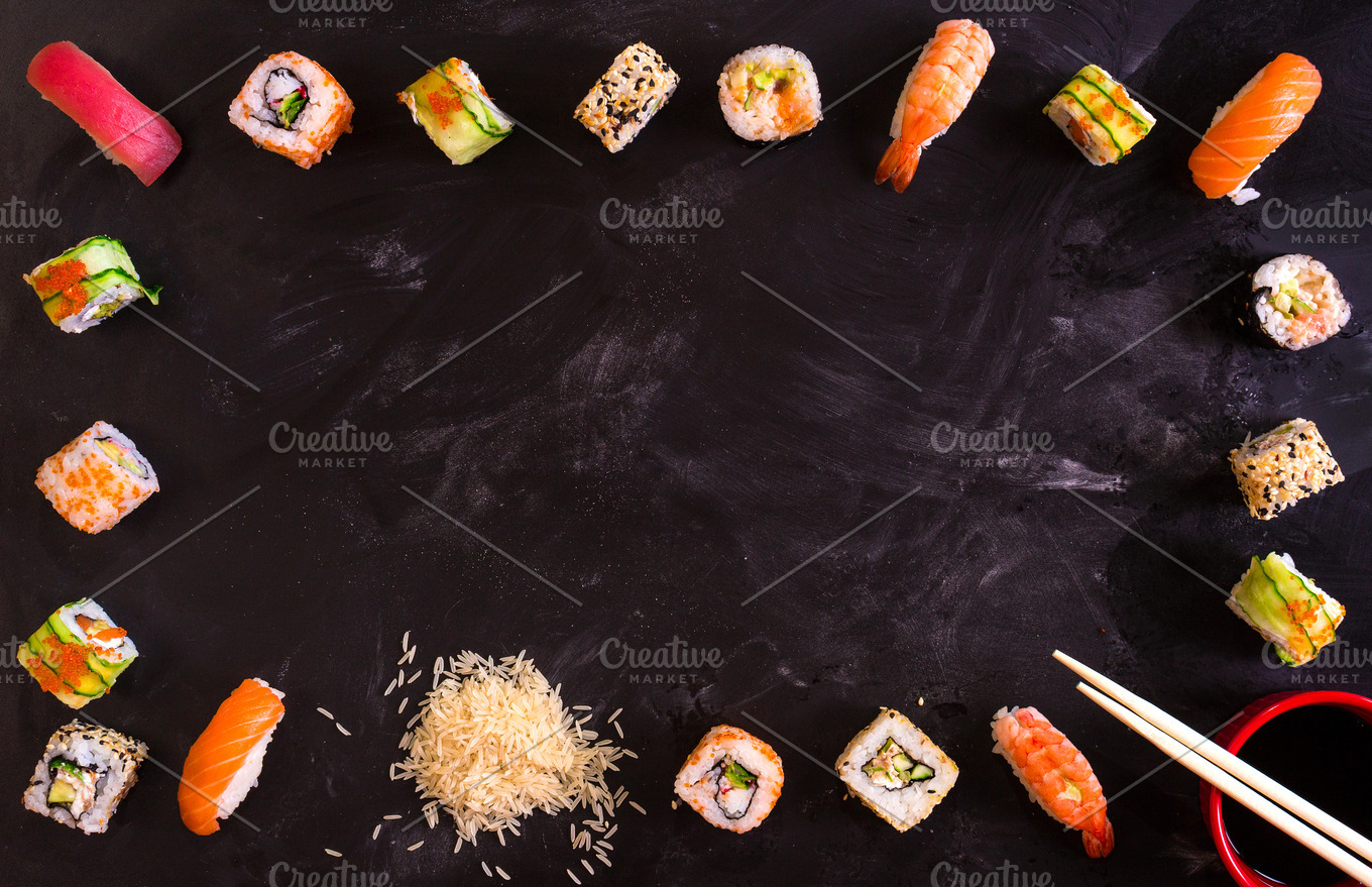 3D Printed Sushi on a Board by HighPoly