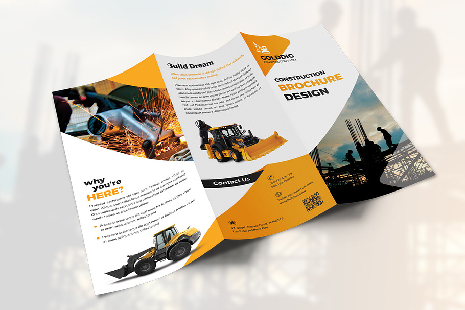  Construction  Square Trifold Brochure  Creative Photoshop 