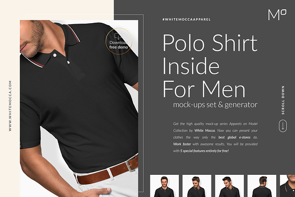 Men Polo Shirt Mockups Set FREE DEMO | Creative Photoshop Templates ...