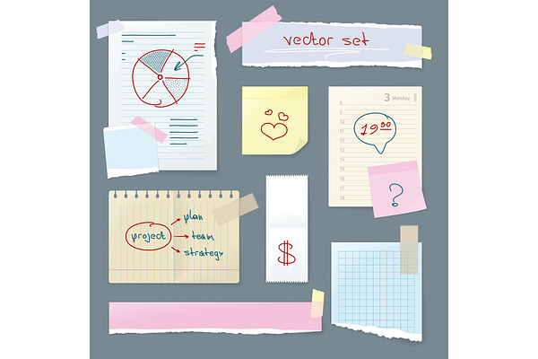 Vector Set Office Paper Folded Pre Designed Vector Graphics Creative Market