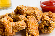 Chicken wings with ketchup featuring chicken, wing, and fried | Food ...