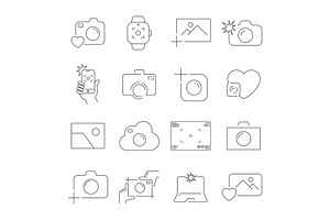 Vector technology camera set | Pre-Designed Illustrator Graphics ...