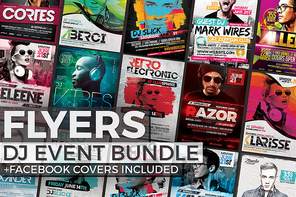 12 Dj Event Flyers Fb Covers Creative Photoshop Templates Creative Market