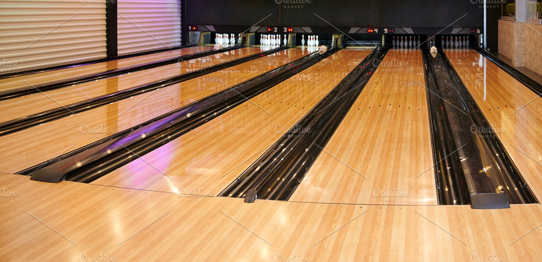 Empty bowling lane | Sports Stock Photos ~ Creative Market