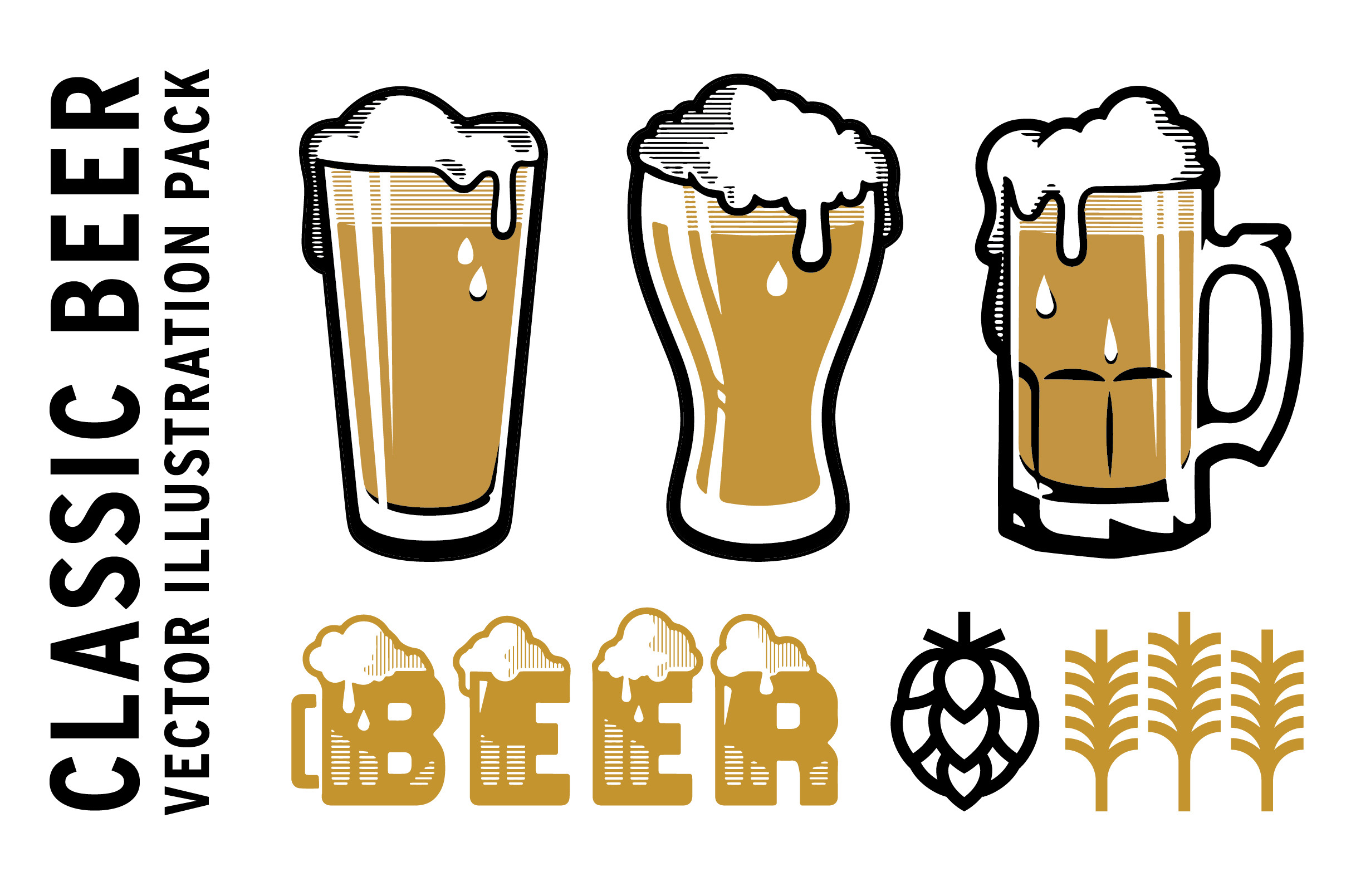 Classic Beer Vector Illustrations Pre Designed Illustrator Graphics Creative Market