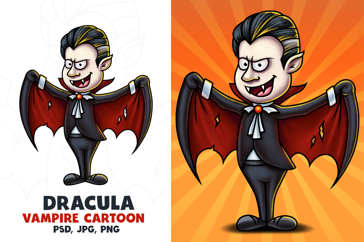 Dracula Vampire Cartoon Character Pre Designed Photoshop Graphics Creative Market