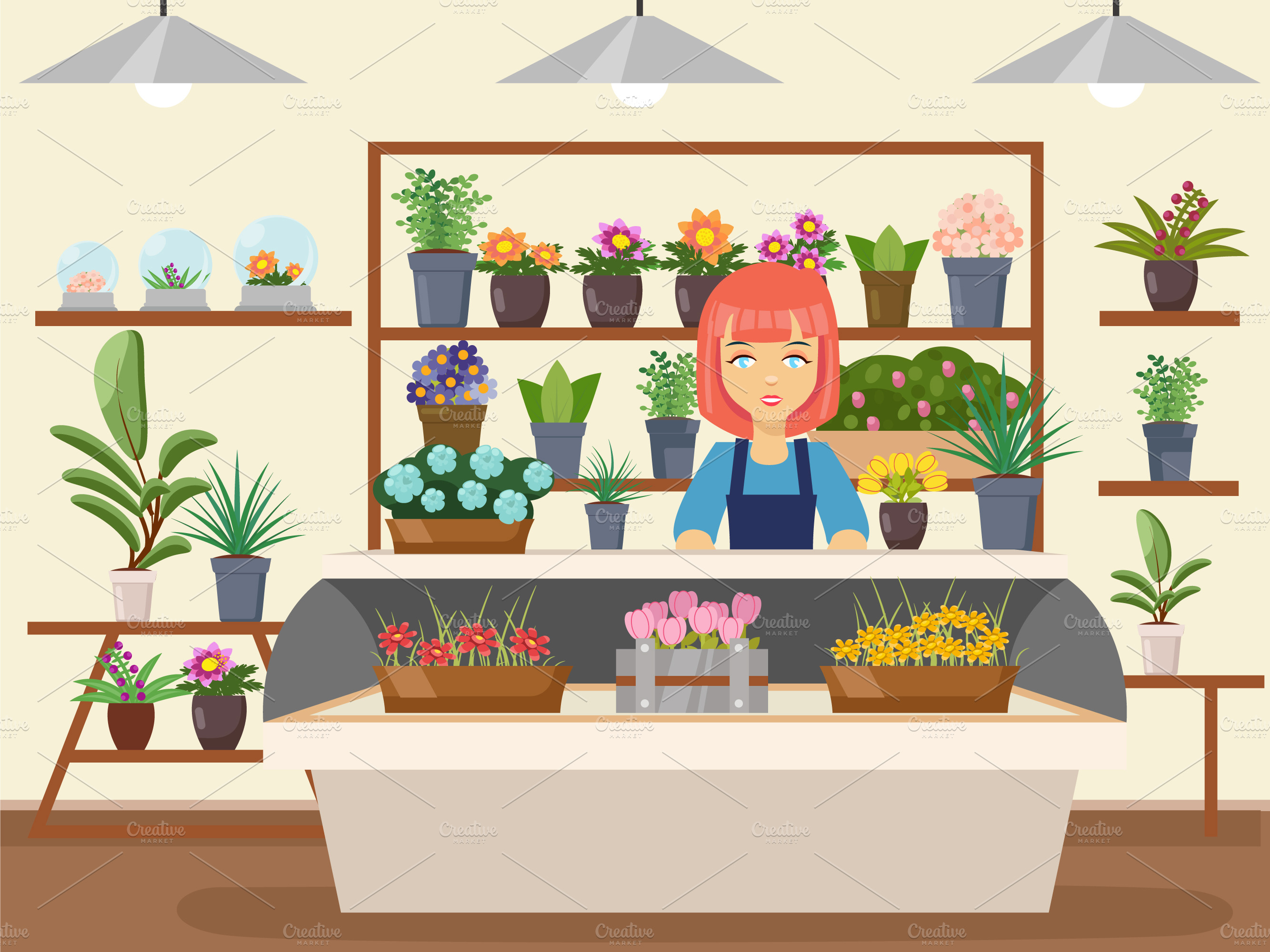 Flower Shop Interior Pre Designed Photoshop Graphics Creative Market