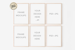 Gallery Wall Frame Mockup, Set Of 6 Frames