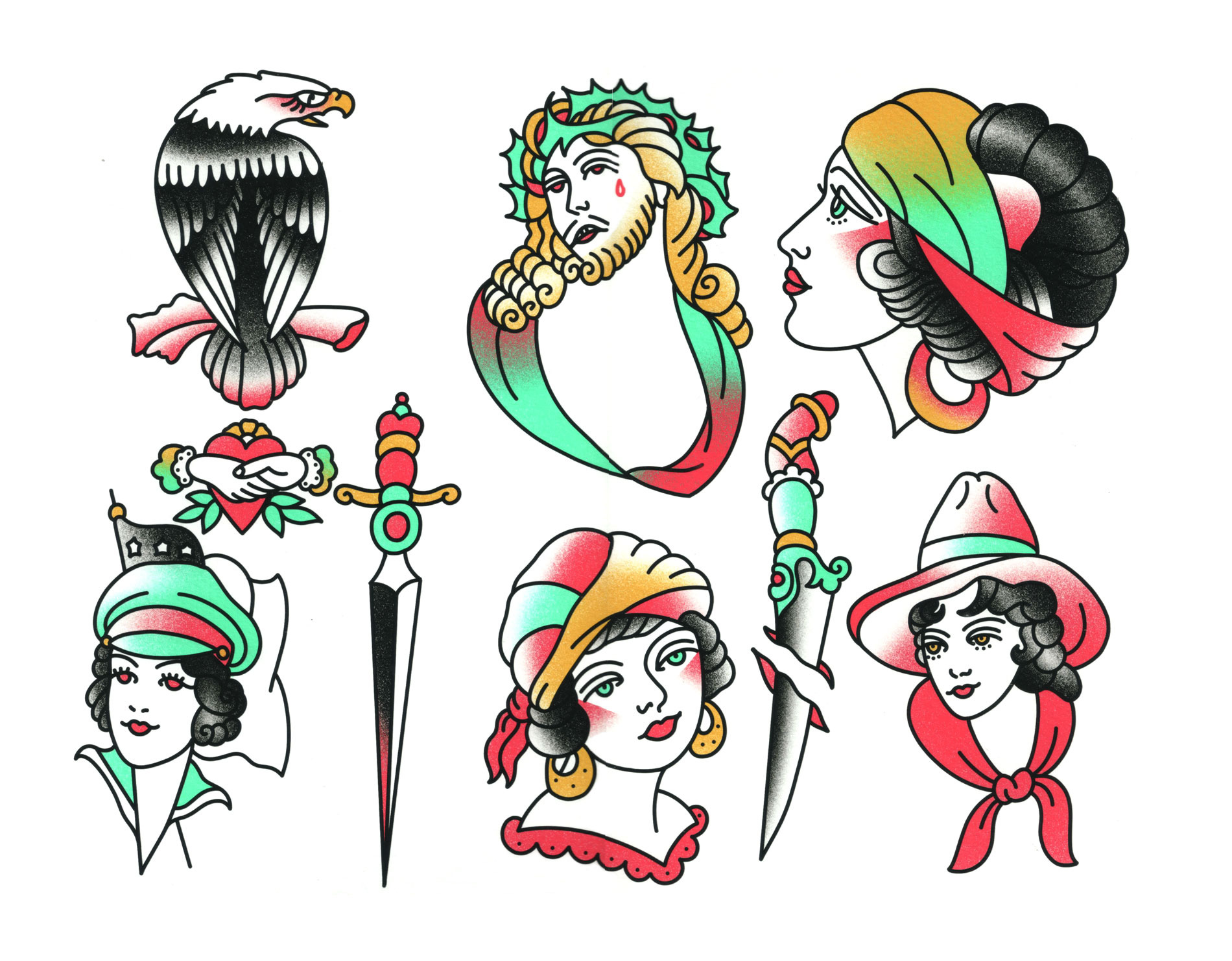 Authentic Traditional Tattoo Flash | Pre-Designed Photoshop Graphics