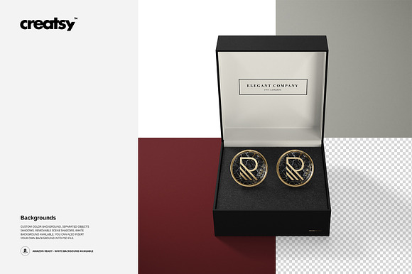 Download Cufflinks Mockup Set Box Creative Photoshop Templates Creative Market