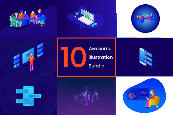 Download Isometric Illustration Bundle Pre Designed Photoshop Graphics Creative Market