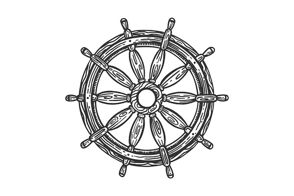 Ship Steering Wheel Sketch Engraving Pre Designed Vector Graphics Creative Market ✓ free for commercial use ✓ high quality images. ship steering wheel sketch engraving