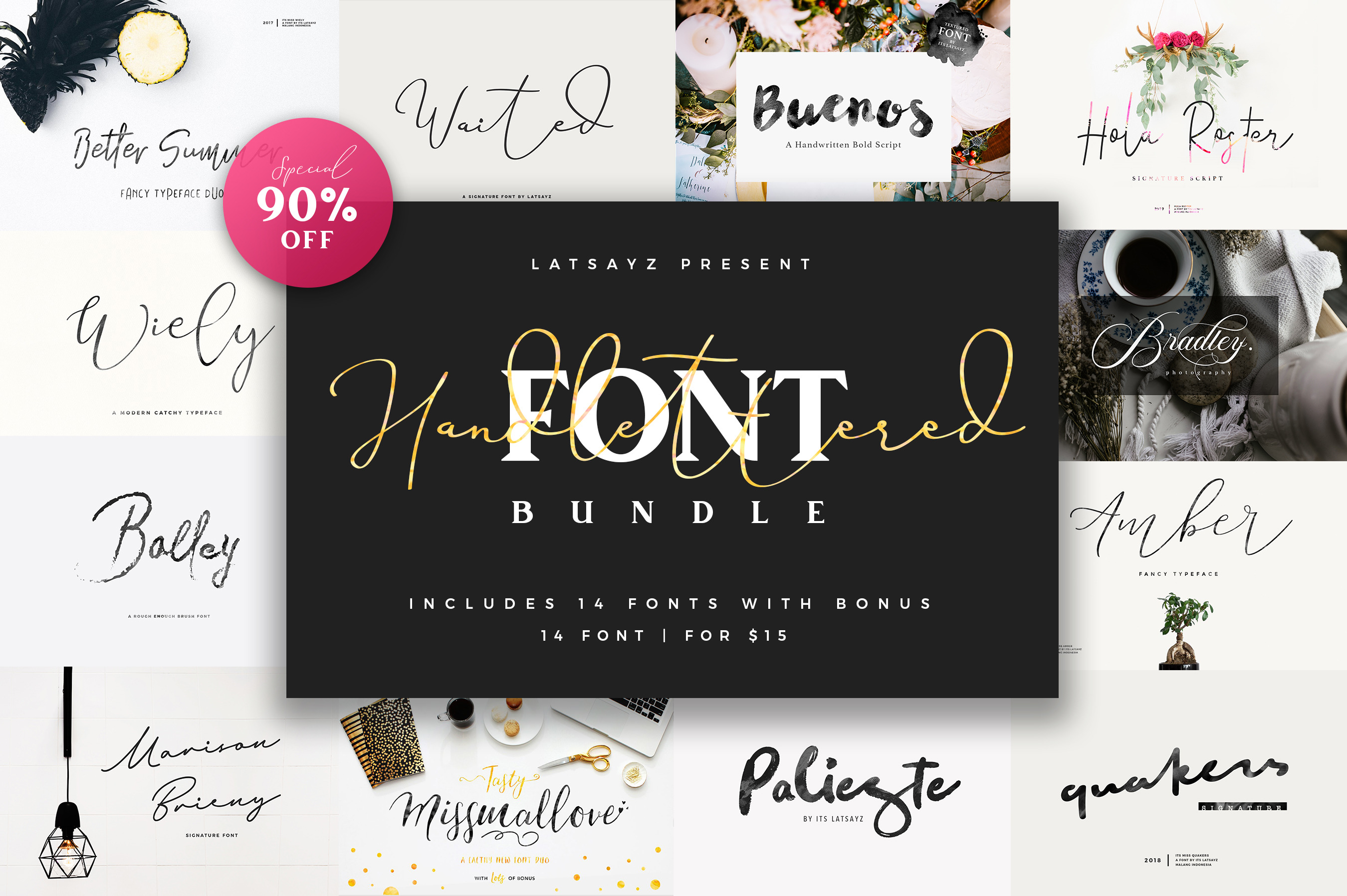 Handlettered Font Bundle | 90% OFF | Script Fonts ~ Creative Market