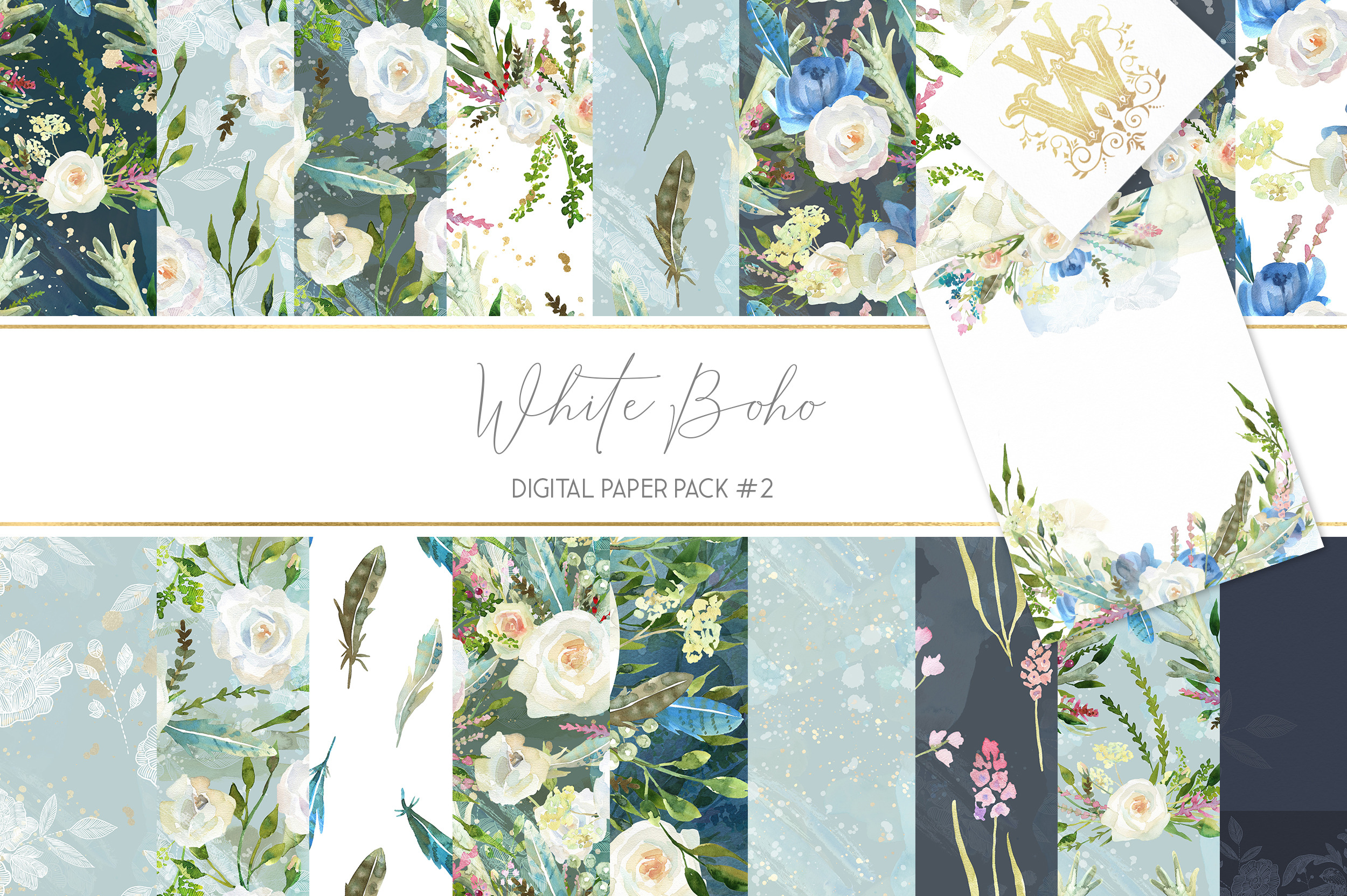 Download Boho chic digital paper pack | Pre-Designed Photoshop ...