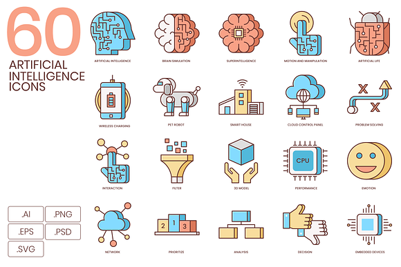 Artificial Intelligence Flat Icons Pre Designed Photoshop Graphics Creative Market