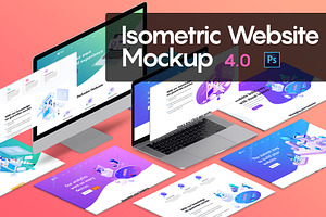 Download Isometric Website Mockup 4 0 Creative Photoshop Templates Creative Market