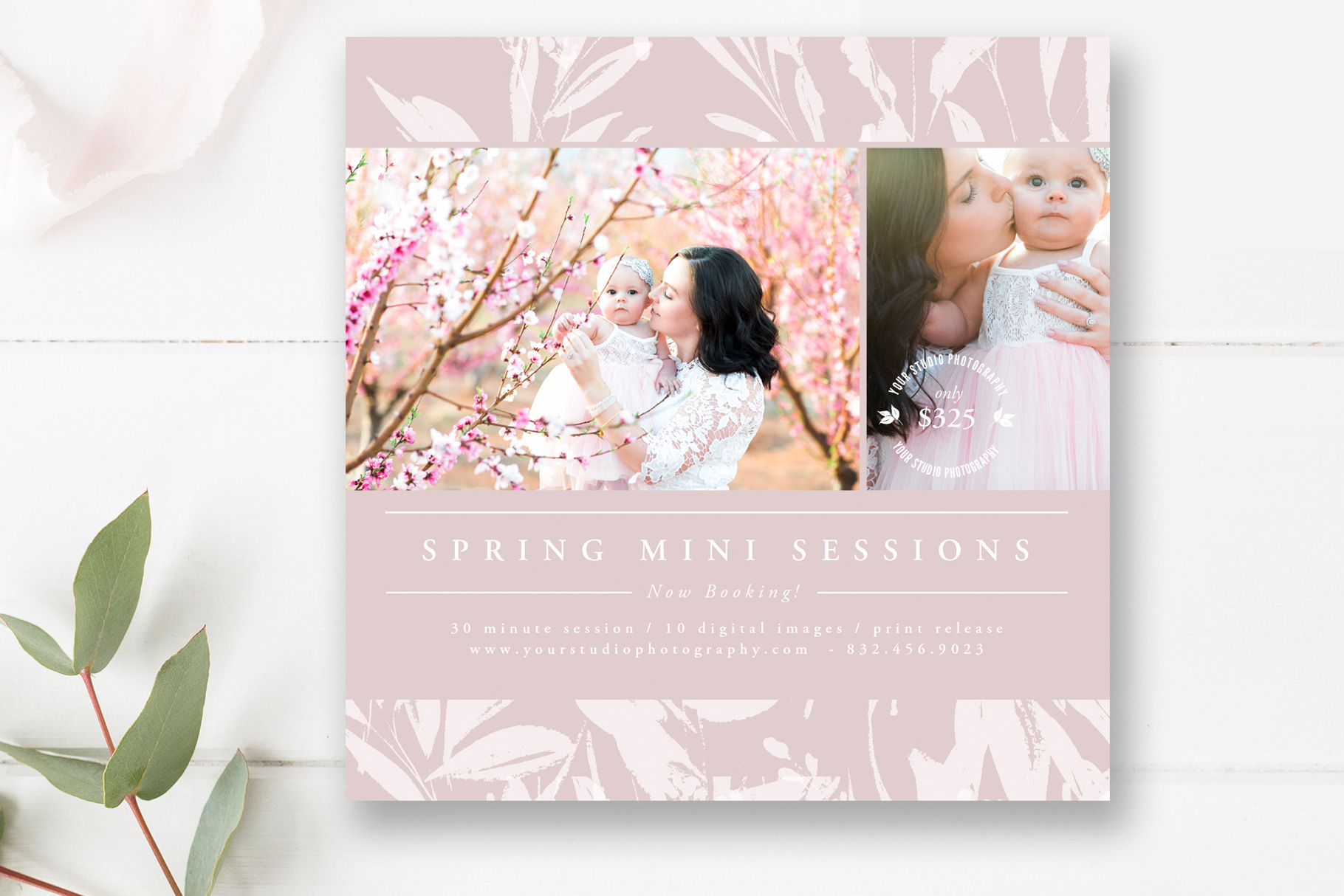 Spring and Easter Marketing Template Bundle for Photographers, For CANVA,  Mini Session Templates