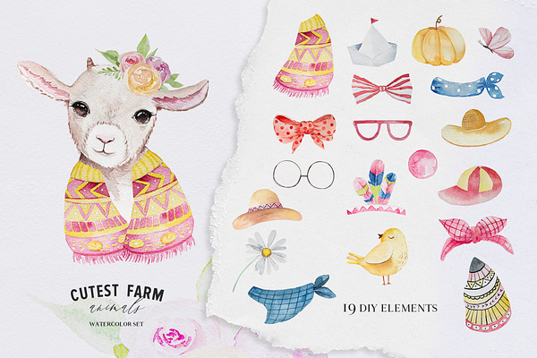 Cutest Farm Animals Set | Pre-Designed Photoshop Graphics ~ Creative Market