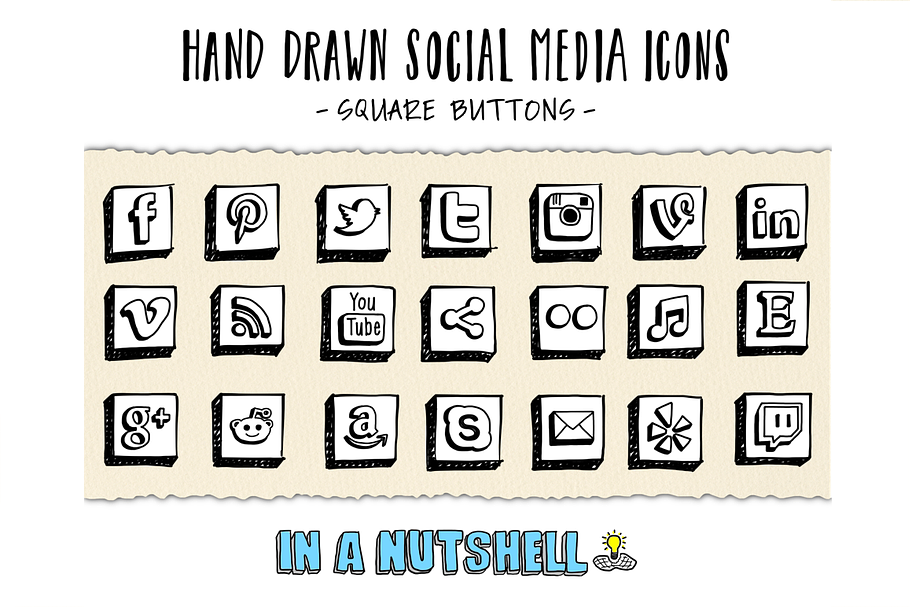 Hand Drawn Social Media Icons | Pre-Designed Photoshop Graphics