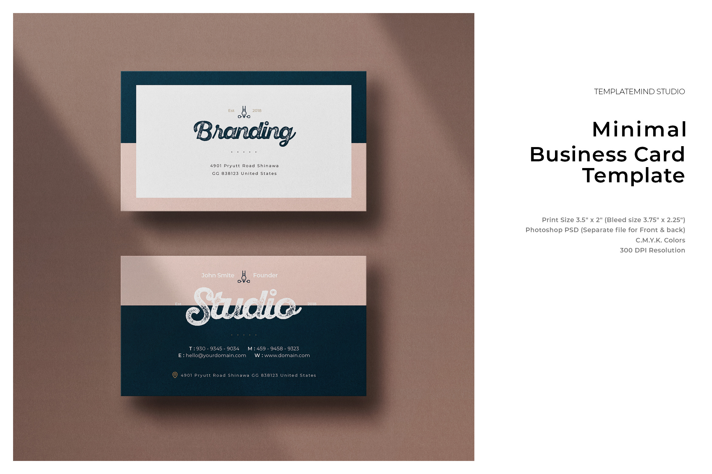 Minimal Business Card - Vol.21 Intended For Business Card Size Photoshop Template