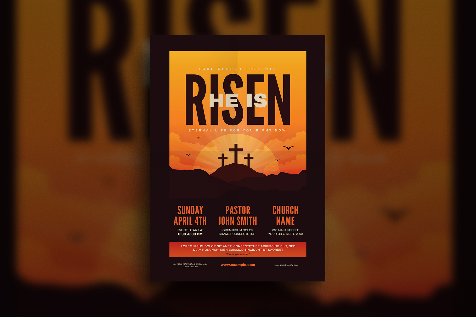 He Is Risen Church Flyer Flyer Templates ~ Creative Market 