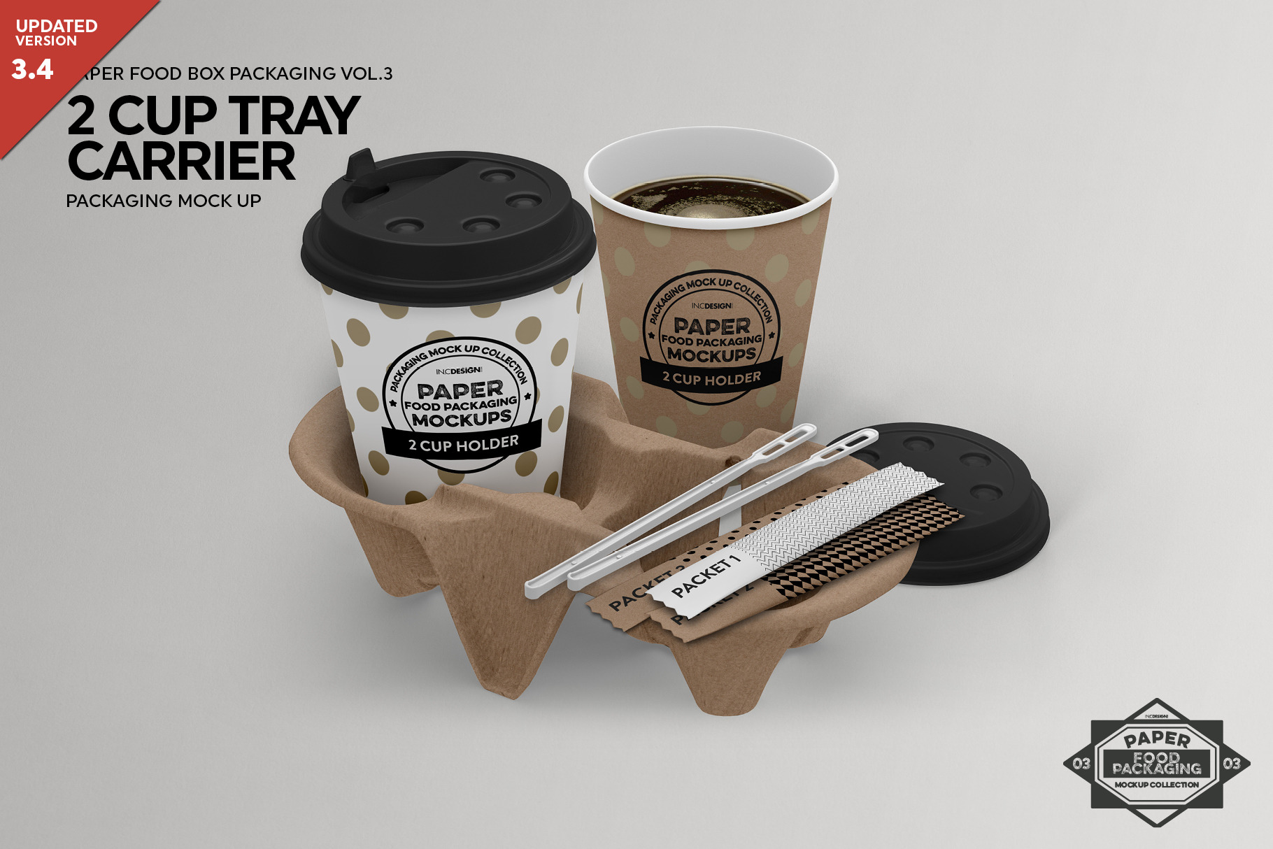 Download Coffee Set Carrier Packaging Mockup Creative Photoshop Templates Creative Market