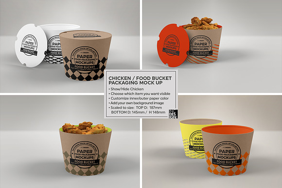 Download Paper Food Bucket Packaging Mockup Creative Photoshop Templates Creative Market