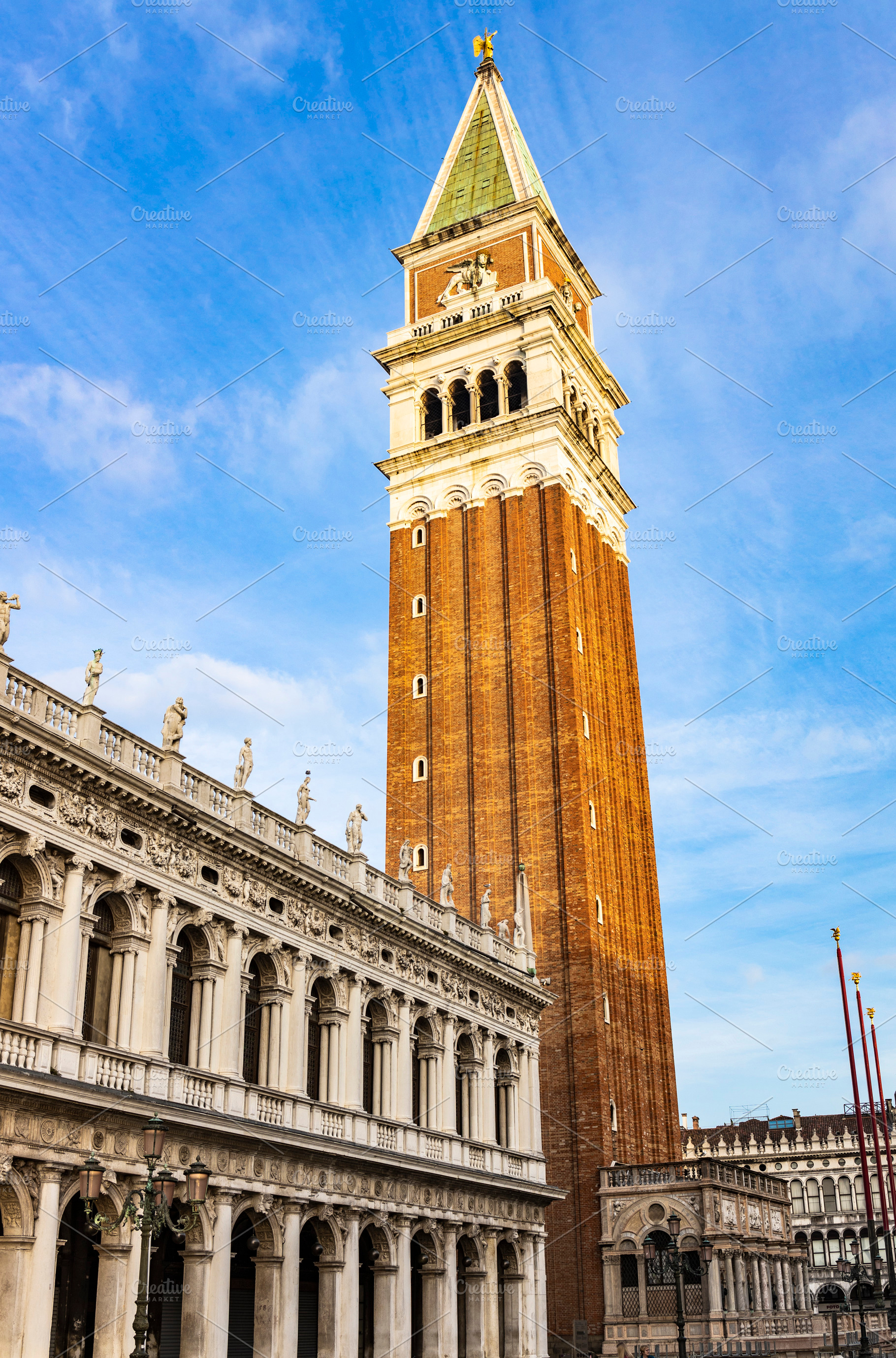 Historic bell tower in san marco containing aged, architecture, and 