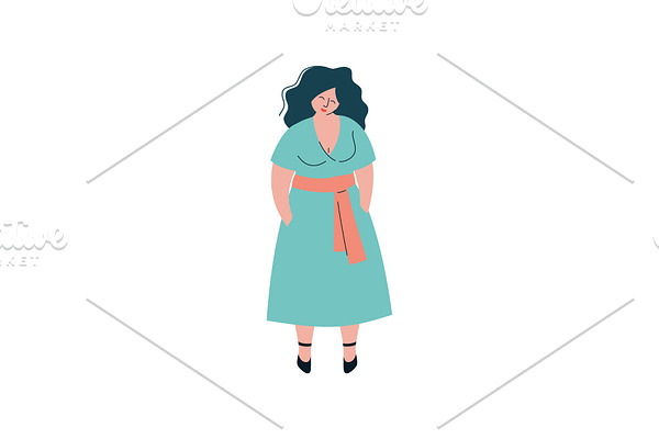 Attractive Curvy Girl In Fashion Pre Designed Vector Graphics ~ Creative Market