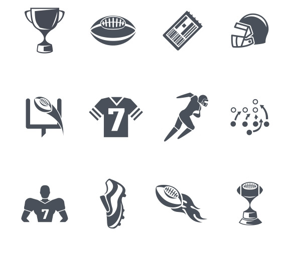 Rugby or american football icons | Pre-Designed Illustrator Graphics ...