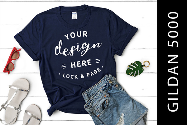 Download Girls Navy Gildan 5000 TShirt Mockup | Creative ...