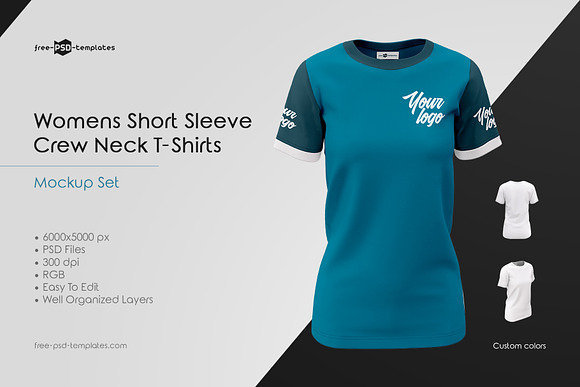 Womens Crew Neck T Shirts Mockup Set Creative Photoshop Templates Creative Market