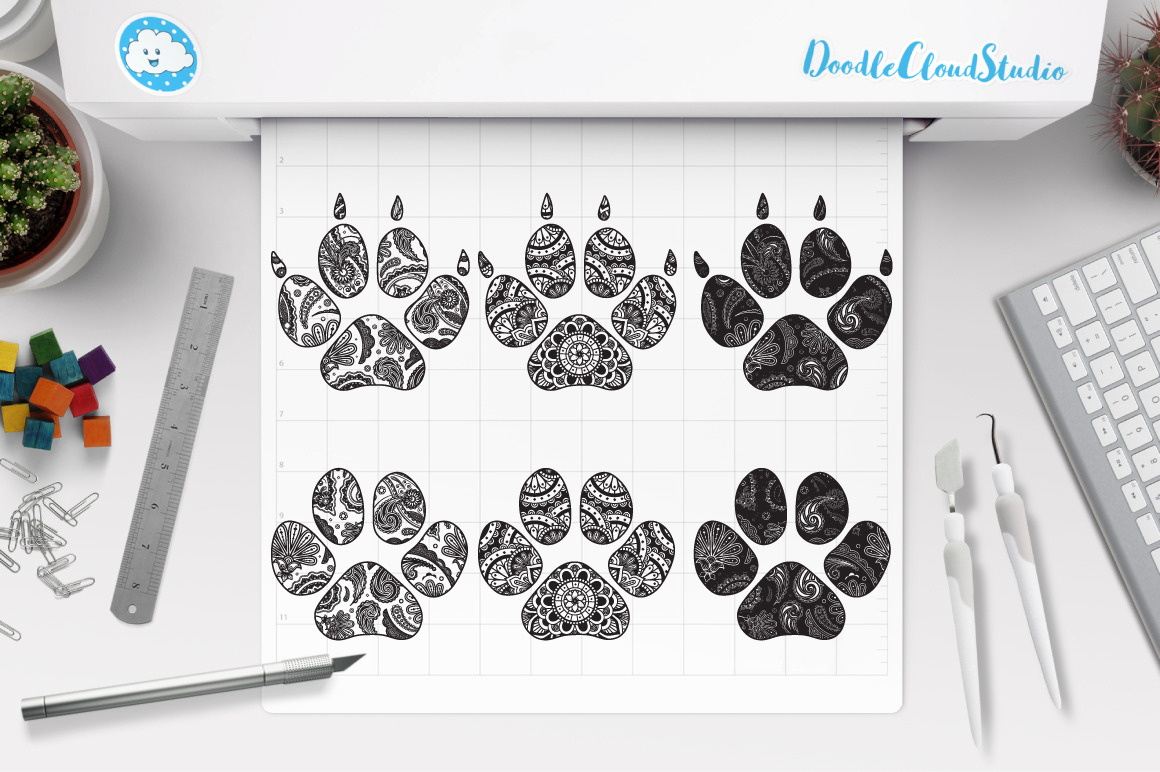 Download Paw Cat Dog Mandala Svg Zentangle Pre Designed Photoshop Graphics Creative Market SVG, PNG, EPS, DXF File