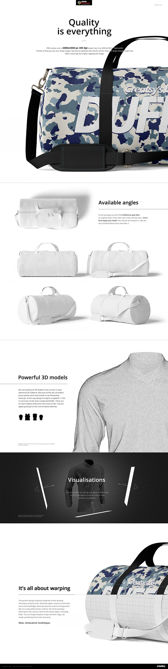 Download Duffel Bag Mockup Set 23x12 Creative Photoshop Templates Creative Market