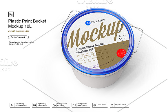 Download Plastic Paint Bucket Mockup Creative Photoshop Templates Creative Market