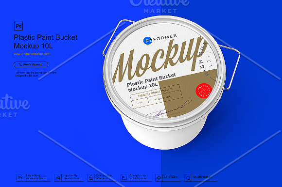 Download Plastic Paint Bucket Mockup Creative Photoshop Templates Creative Market