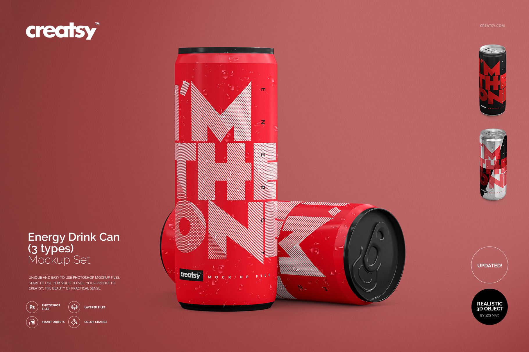 Download Energy Drink Can Mockup Set Creative Photoshop Templates Creative Market