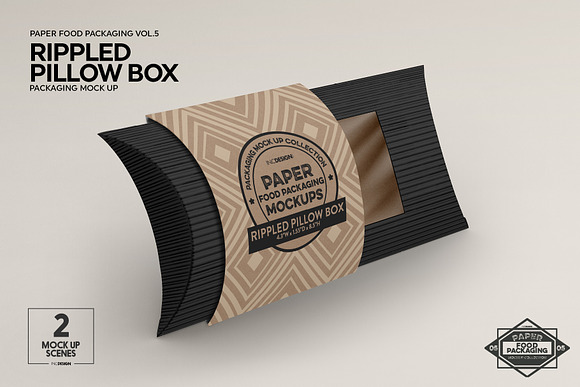 Download Rippled Pillow Box Packaging Mockup Creative Photoshop Templates Creative Market