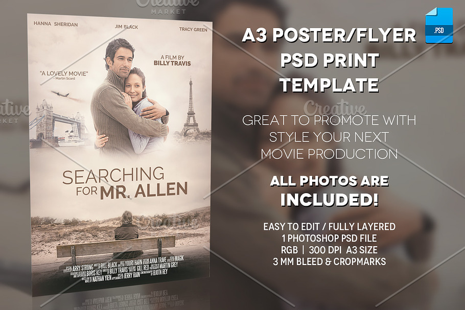 A3 Movie Poster Print Template 1 Creative Photoshop Templates Creative Market