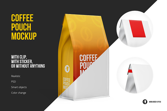 Download Coffee Pouch Mockup 3 4 View Creative Photoshop Templates Creative Market