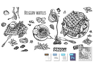 Waffles black icon, vector sign on | Pre-Designed Vector Graphics