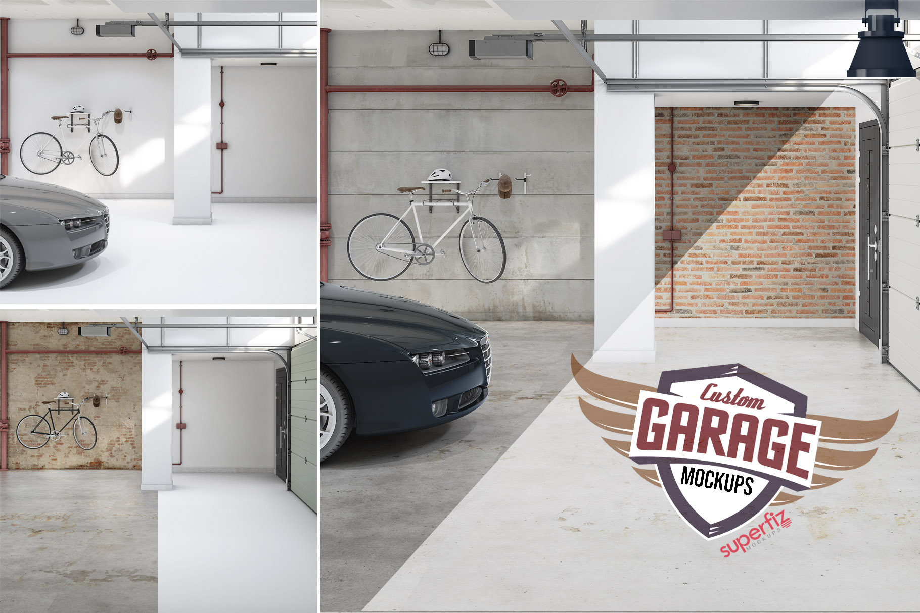 Download Floor Wall Garage Mockup Sm71 Creative Photoshop Templates Creative Market PSD Mockup Templates