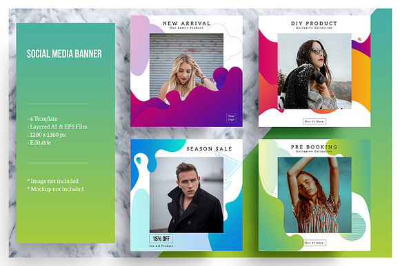 Download Liquid Social Media Banner Template Creative Illustrator Templates Creative Market