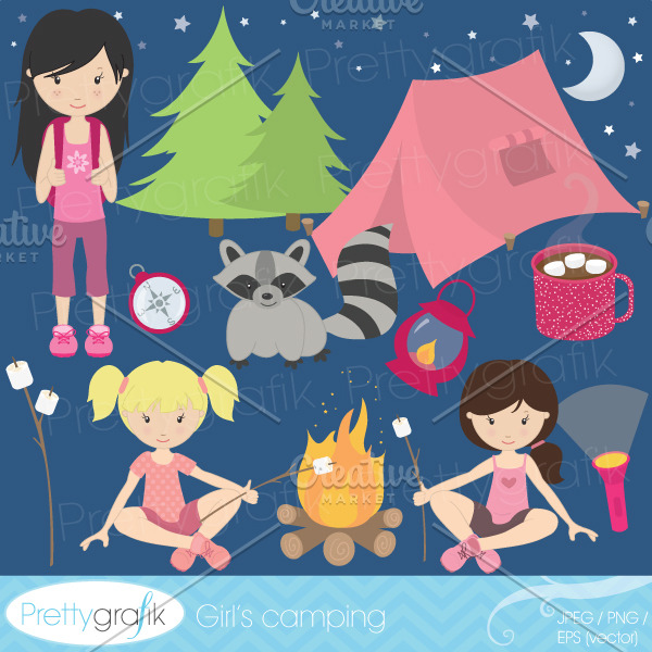 camping clipart commercial use | Illustrations ~ Creative Market