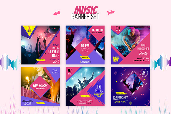 10 Music Banner Set Creative Photoshop Templates Creative Market