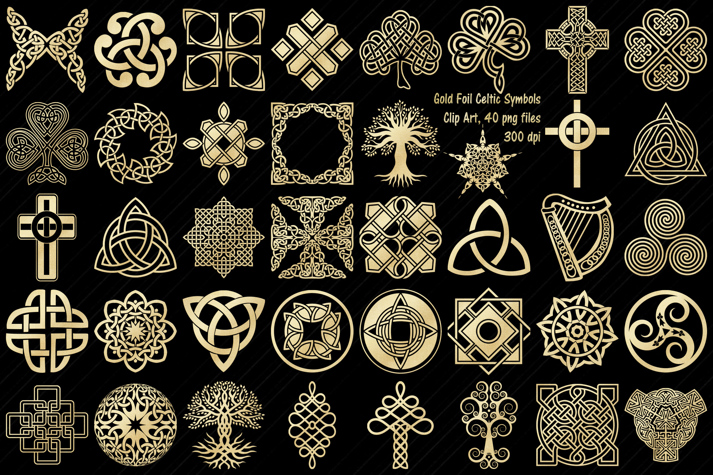 Gold Foil Celtic Knots & Symbols Illustrations Creative Market