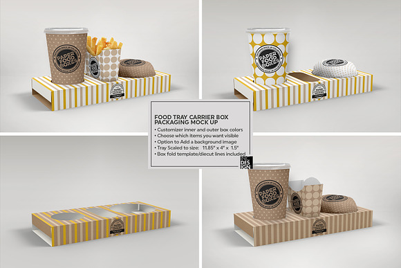 Download Food Tray Carrier Packaging Mockup Creative Photoshop Templates Creative Market