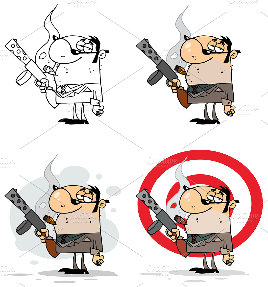 Smoking Gangster Collection Set | Pre-Designed Illustrator Graphics ...