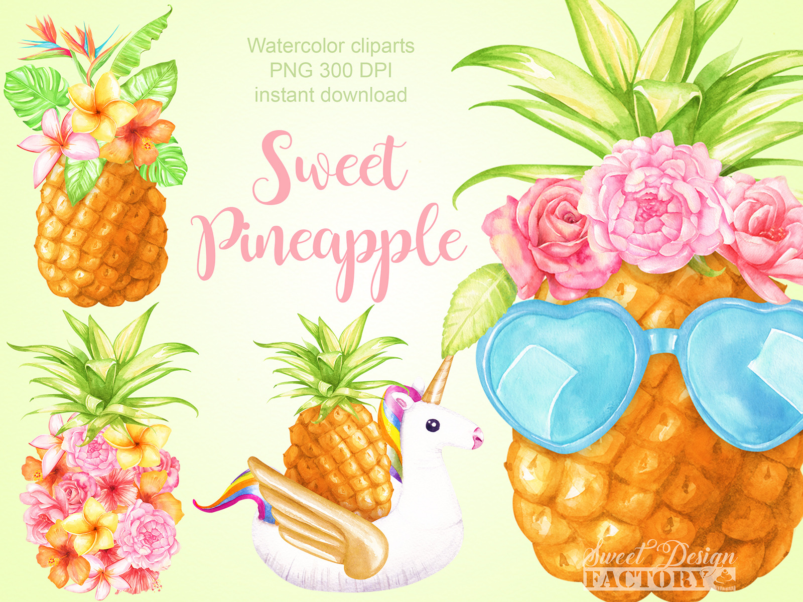 Download Watercolor Pineapple Cliparts Pre Designed Photoshop Graphics Creative Market