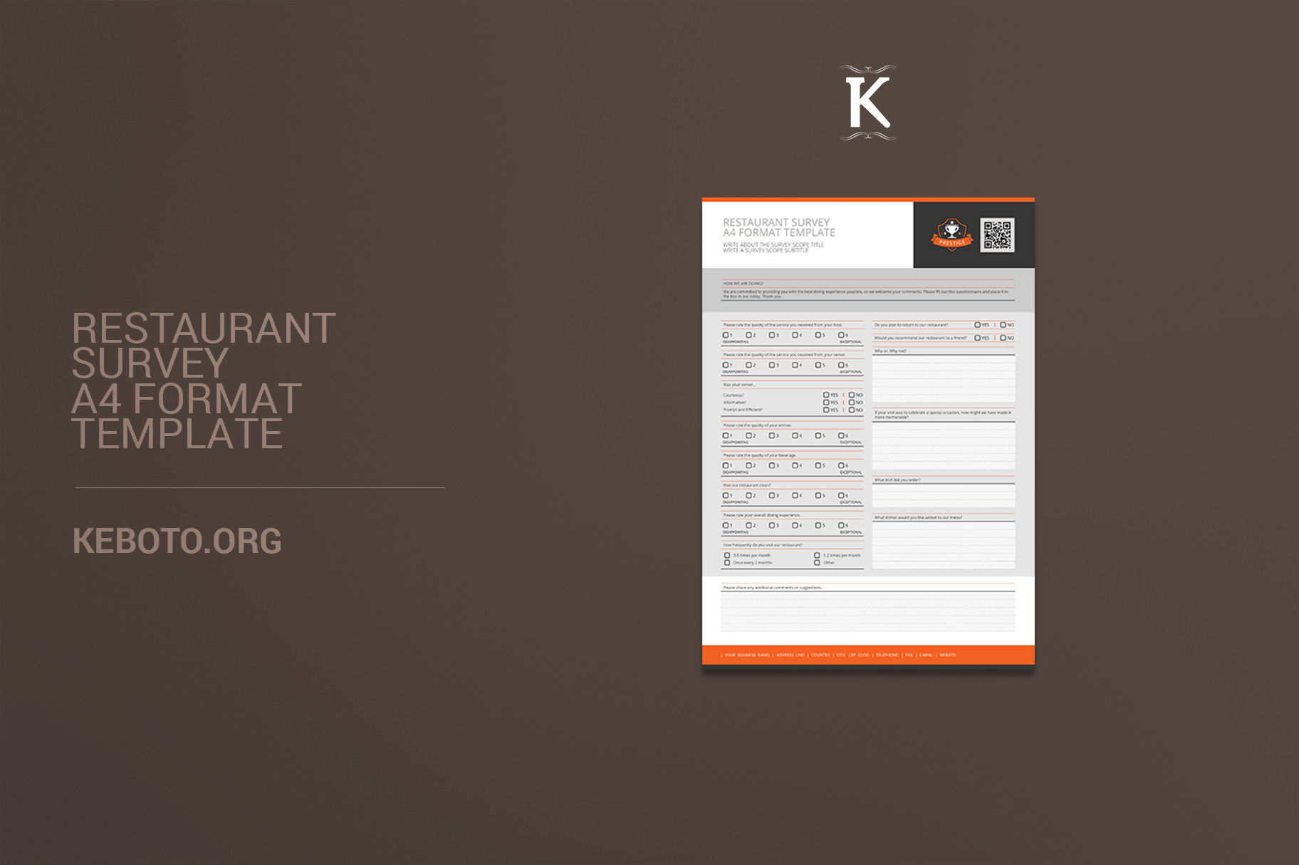 Download Restaurant Survey A4 Format | Creative InDesign Templates ~ Creative Market